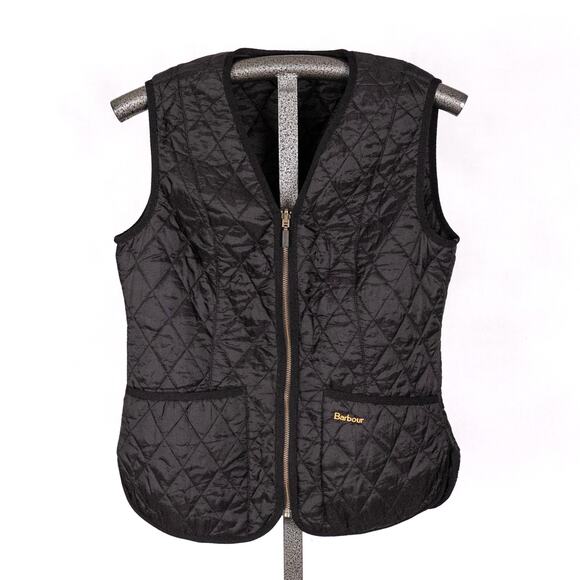 Barbour Women's Quilted Zip Vest Betty Interactive Liner US Size 8 Black Classic - Picture 1 of 5
